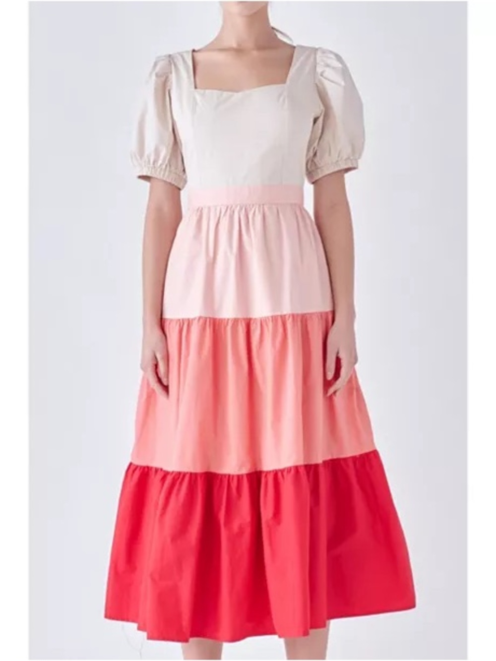 English Factory Coquette Cottage Core Coastal Tiered Midi Dress Medium
